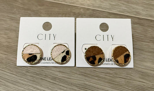 Leather Leopard Earrings