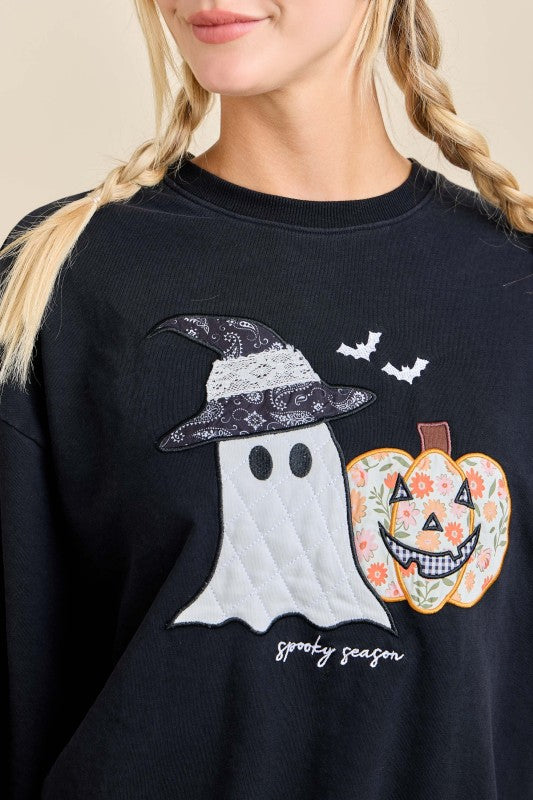 Patchwork Spooky Season Sweatshirt