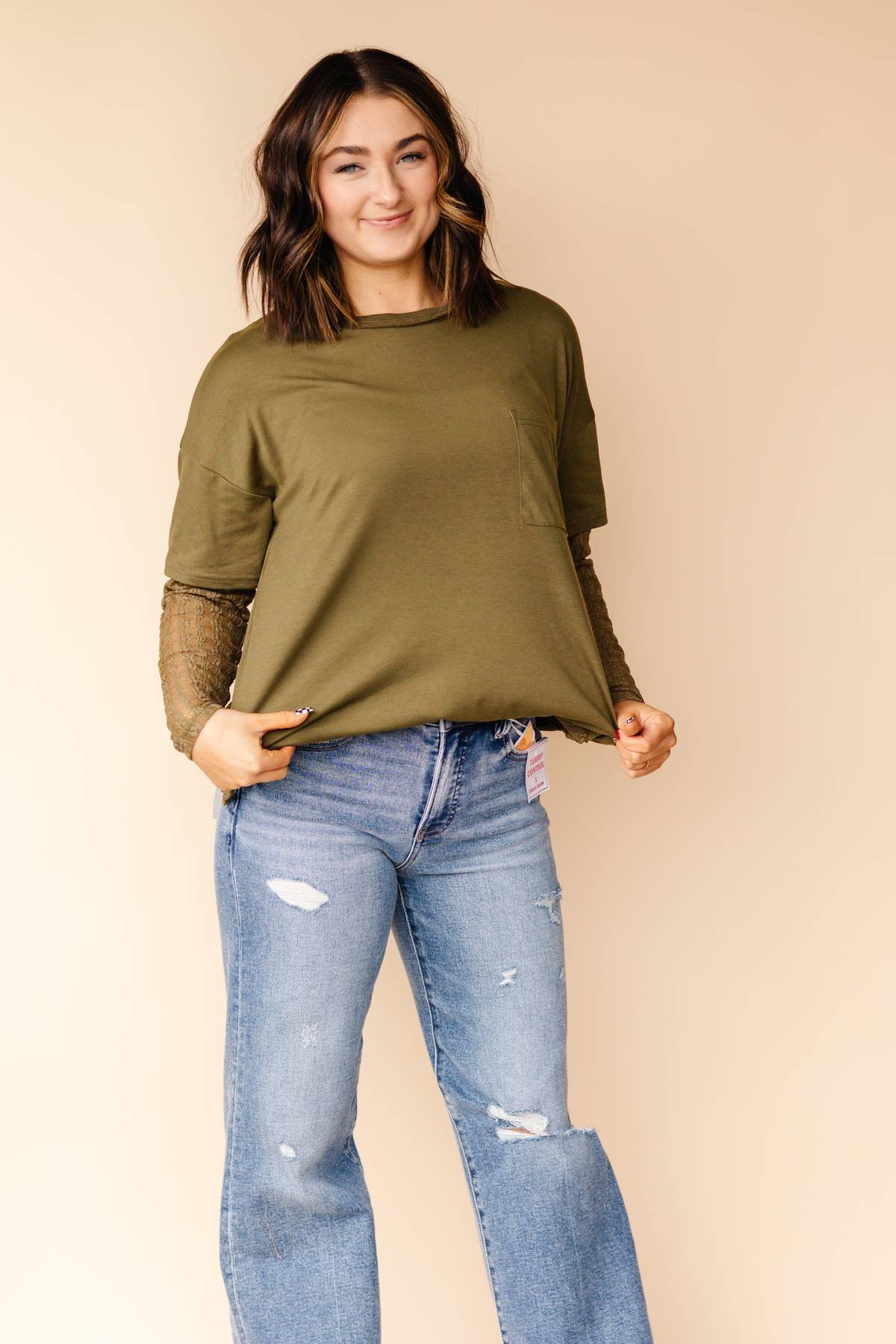 Knit Top With Lace Layer