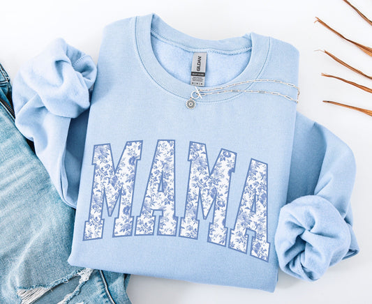 Blue Floral Mama Pullover