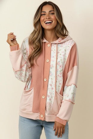 Mauve Floral Hooded Jacket