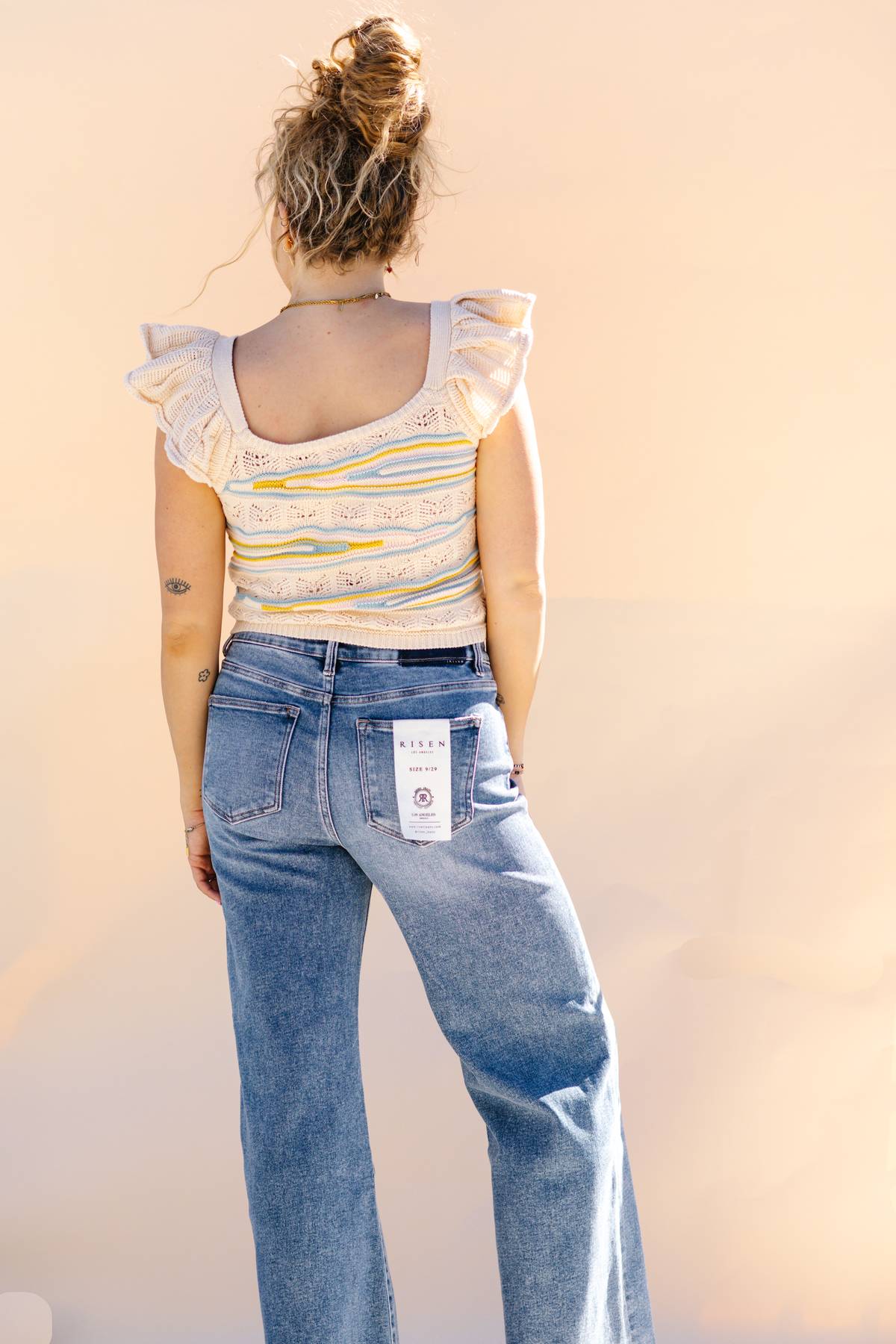 Medium Mid Rise Wide Leg Risen Jeans With Tummy Control