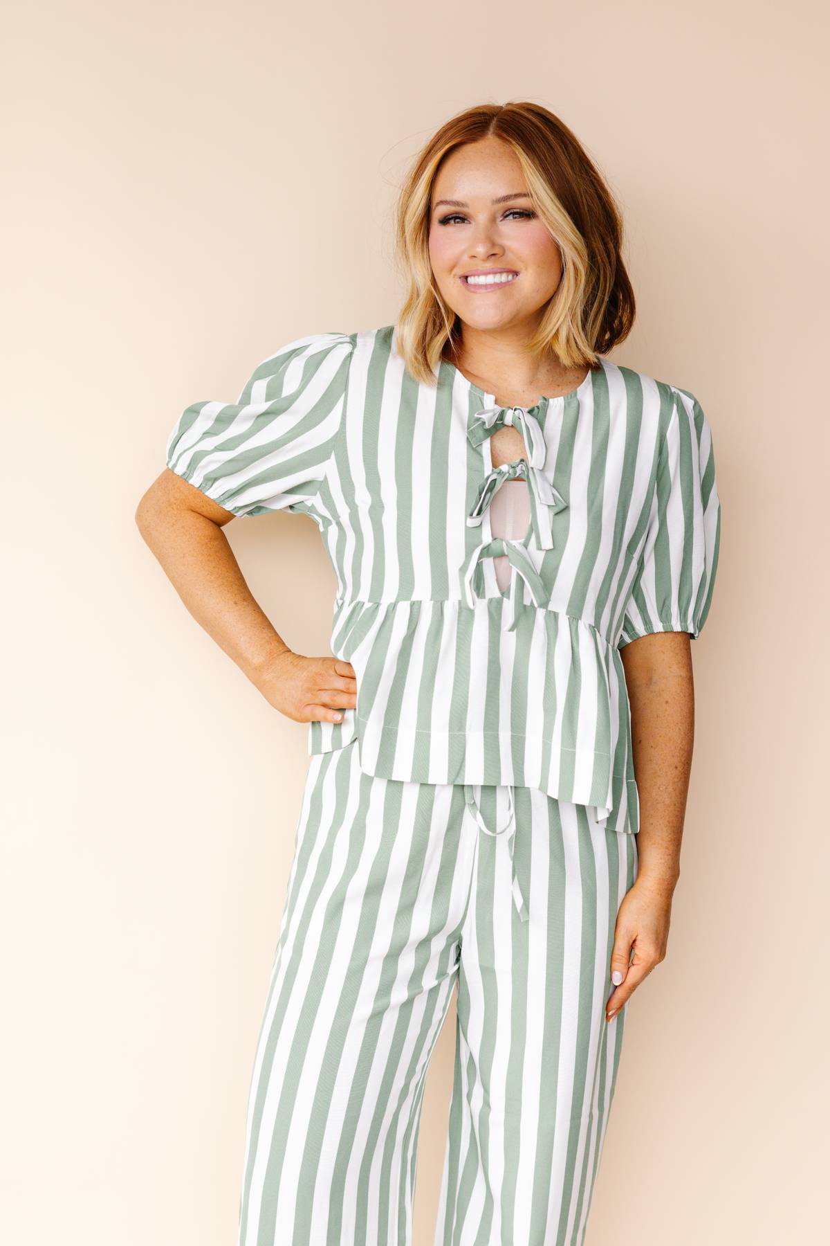 Sage Striped Set