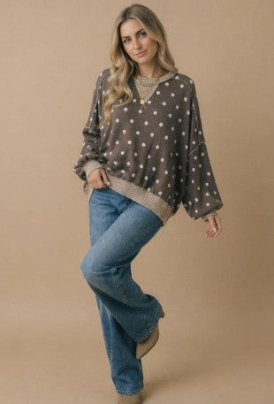 Espresso And Cream Polka Dot Top