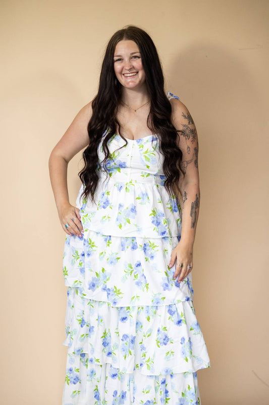 Bustier Tiered Floral Maxi Dress