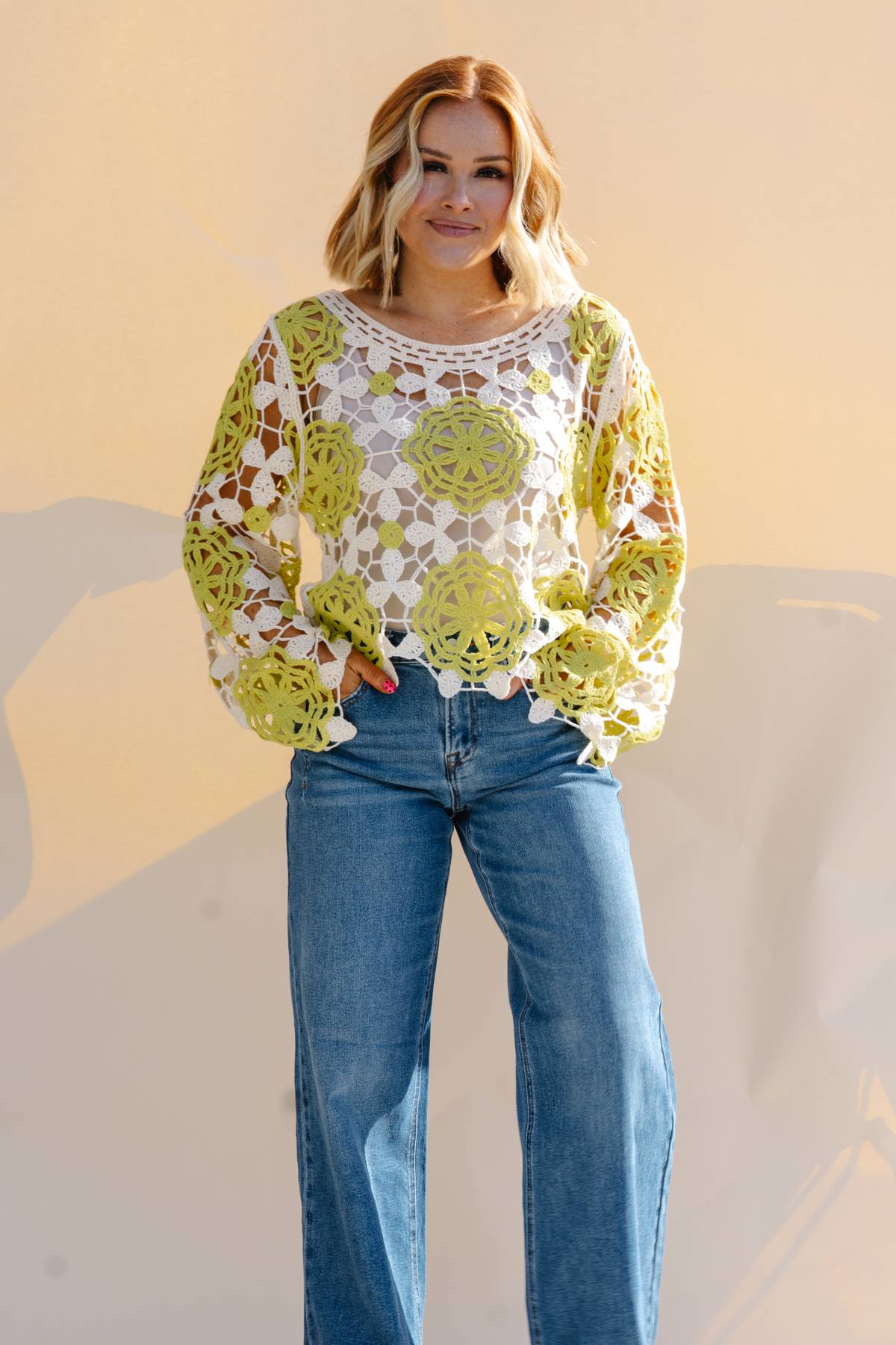 Lime Crochet Sweater Top