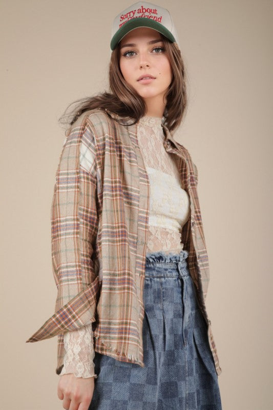 Taupe Flannel Top