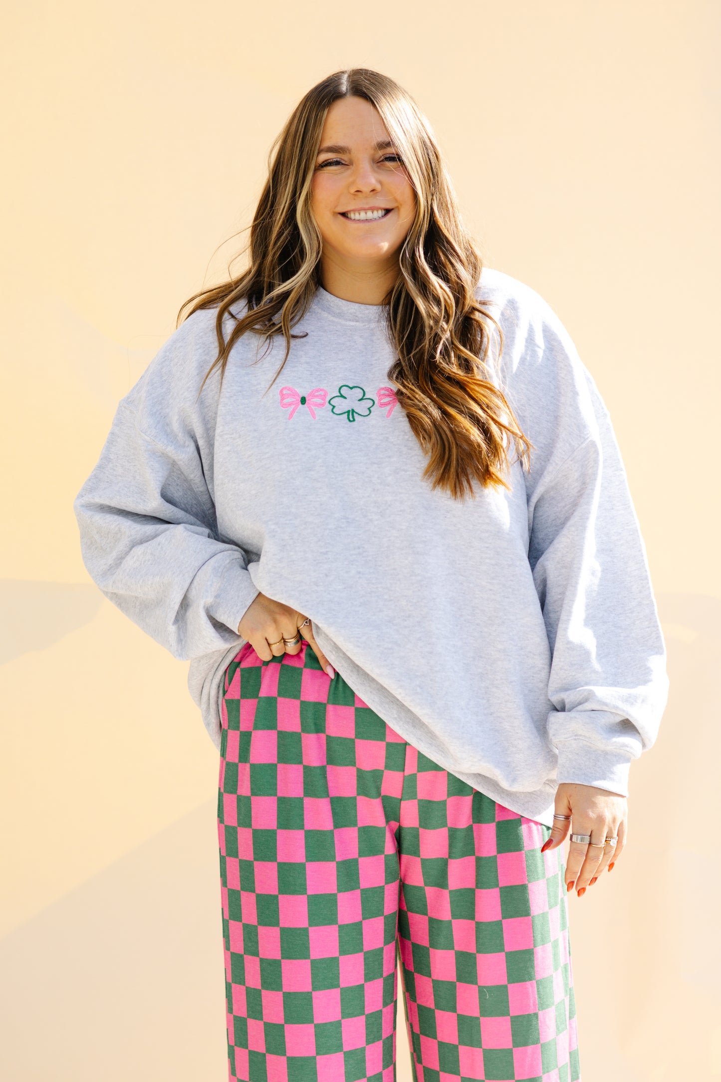 Hot Pink & Green Checkered Pants