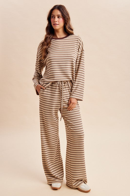 Warm Latte Striped Lounge Set
