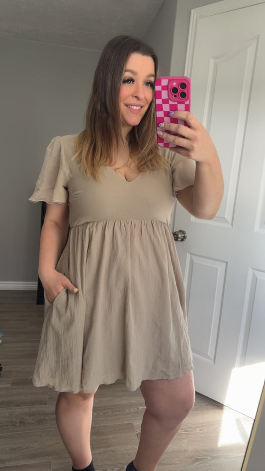 Beige Open Back Dress
