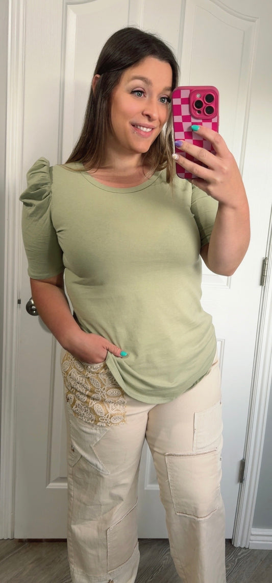 Sage Puff Sleeve