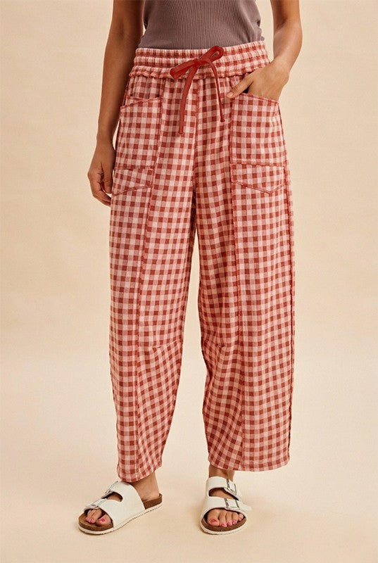 Checkered Barrel Pants