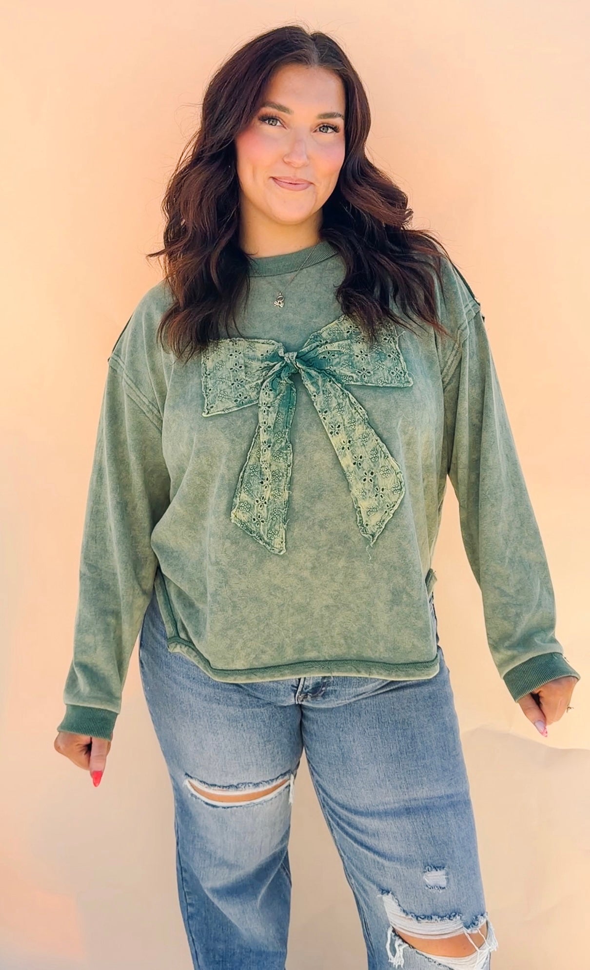 Green Whimsy Bow Sweatshirt