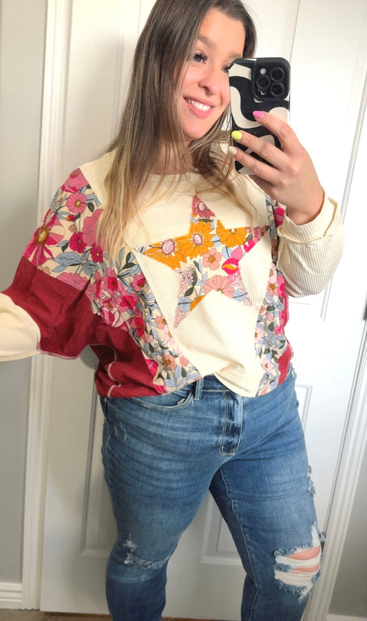 Floral Star Print Long Sleeve