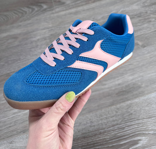 Blue And Pink Striped Sneakers