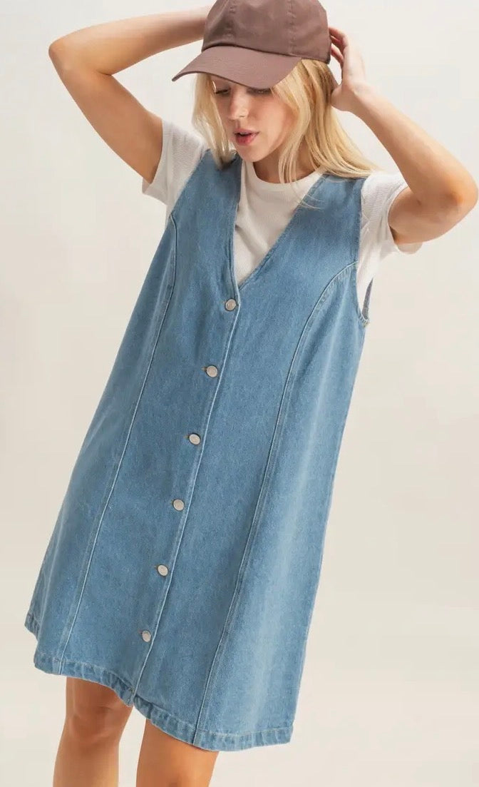 Denim Button Dress