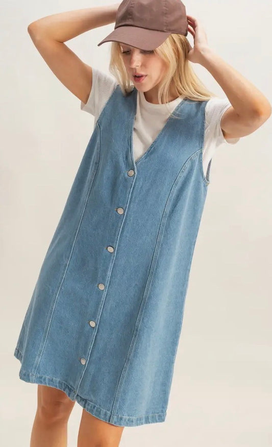 Denim Button Dress