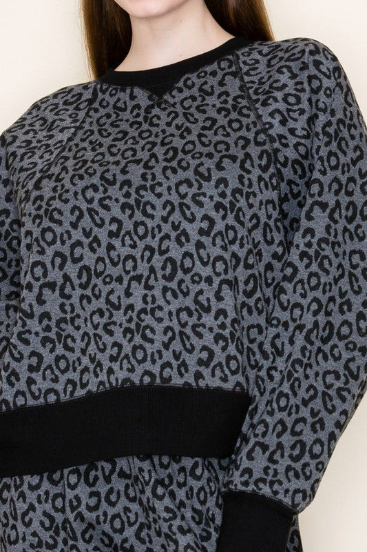 Charcoal Leopard Pullover