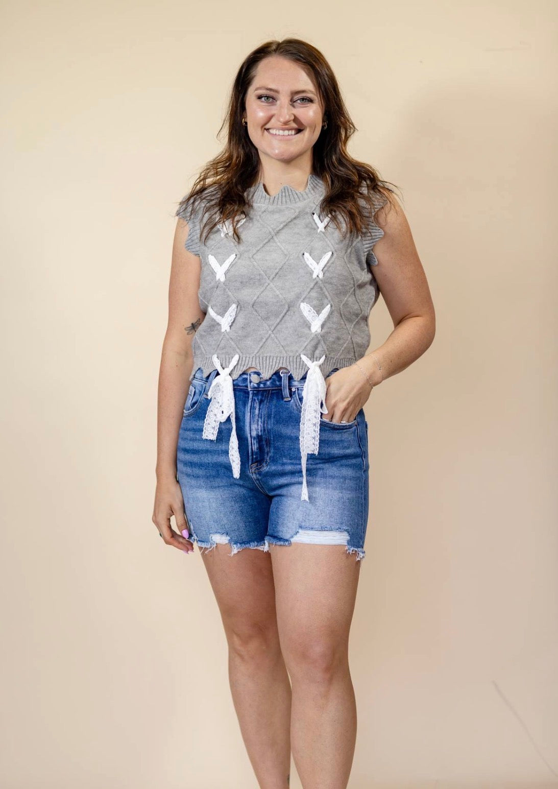 Butterfly Lace Bow Top