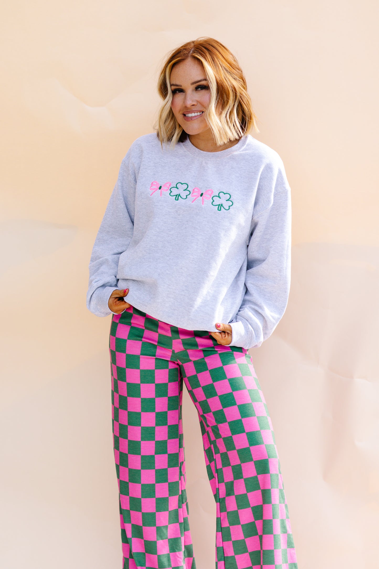 Hot Pink & Green Checkered Pants