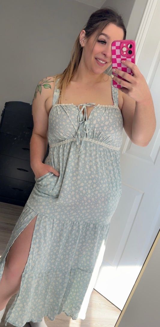 Blue Maxi Floral Dress