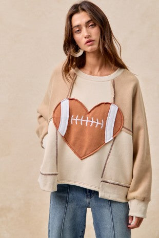 Football Heart Patch Sweatshirt