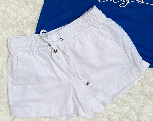 White Drawstring Shorts