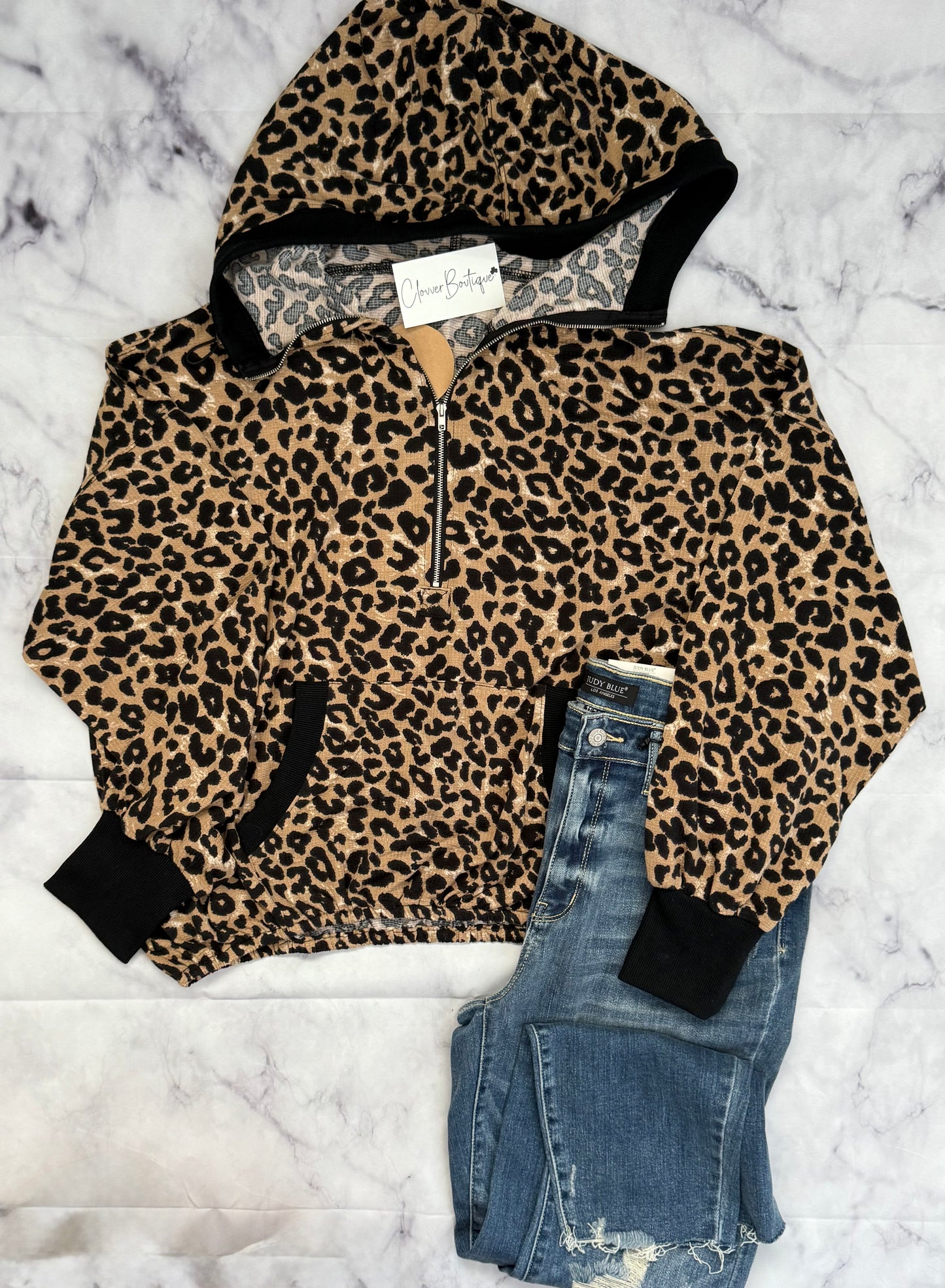 Leopard Half Zip Hoodie