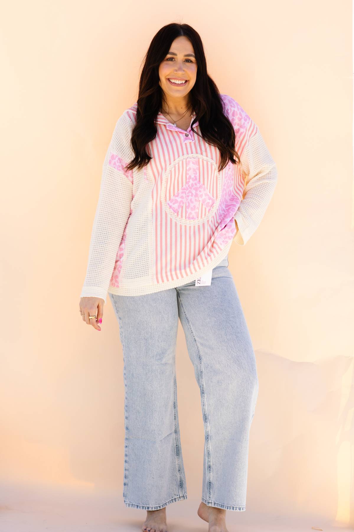 Striped Peace Sign Pullover