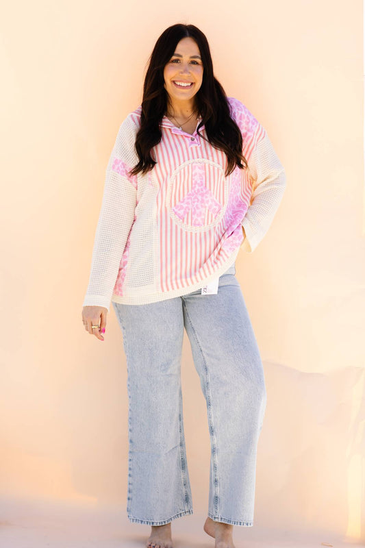 Striped Peace Sign Pullover