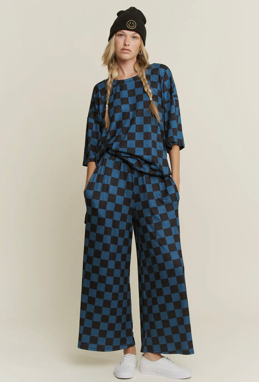 Teal And Black Checkered Set