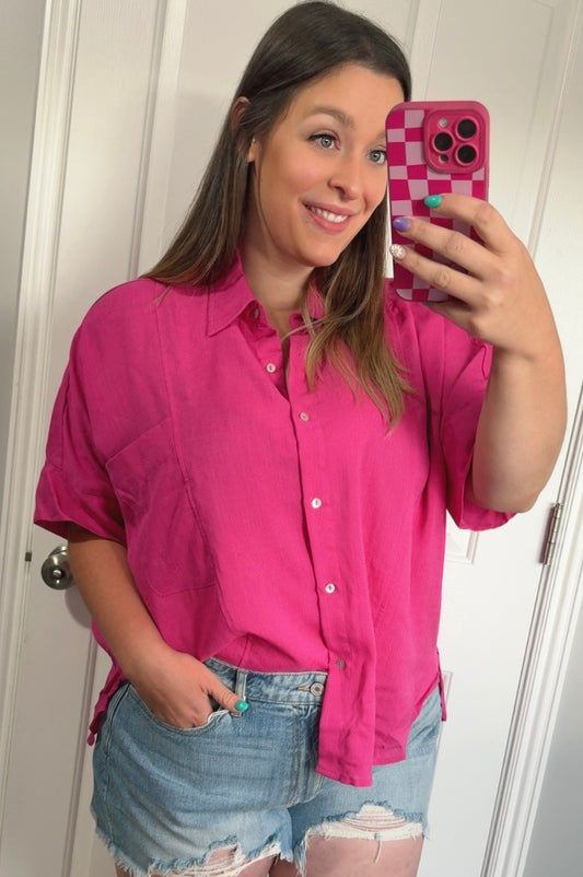 Hot Pink Button Up