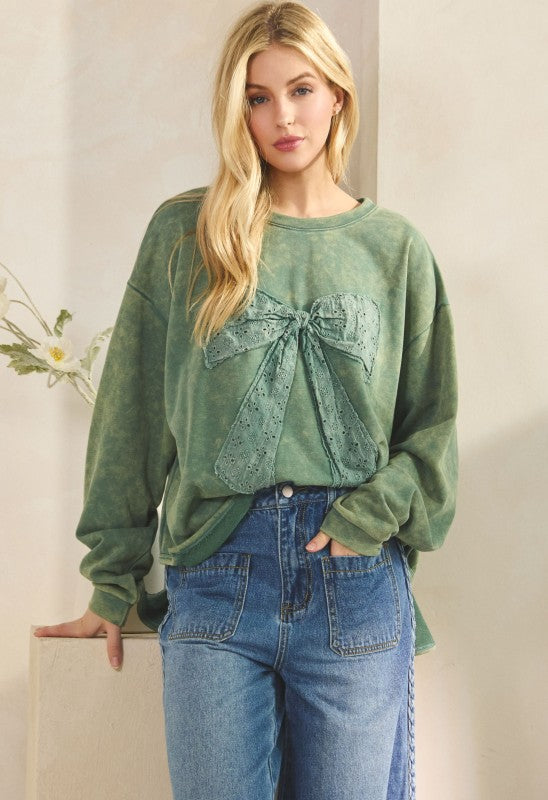 Green Whimsy Bow Sweatshirt