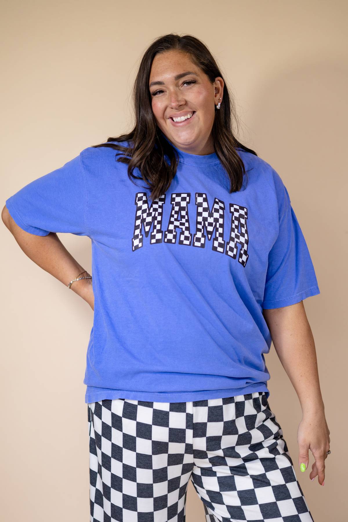 Checkered Mama Tee