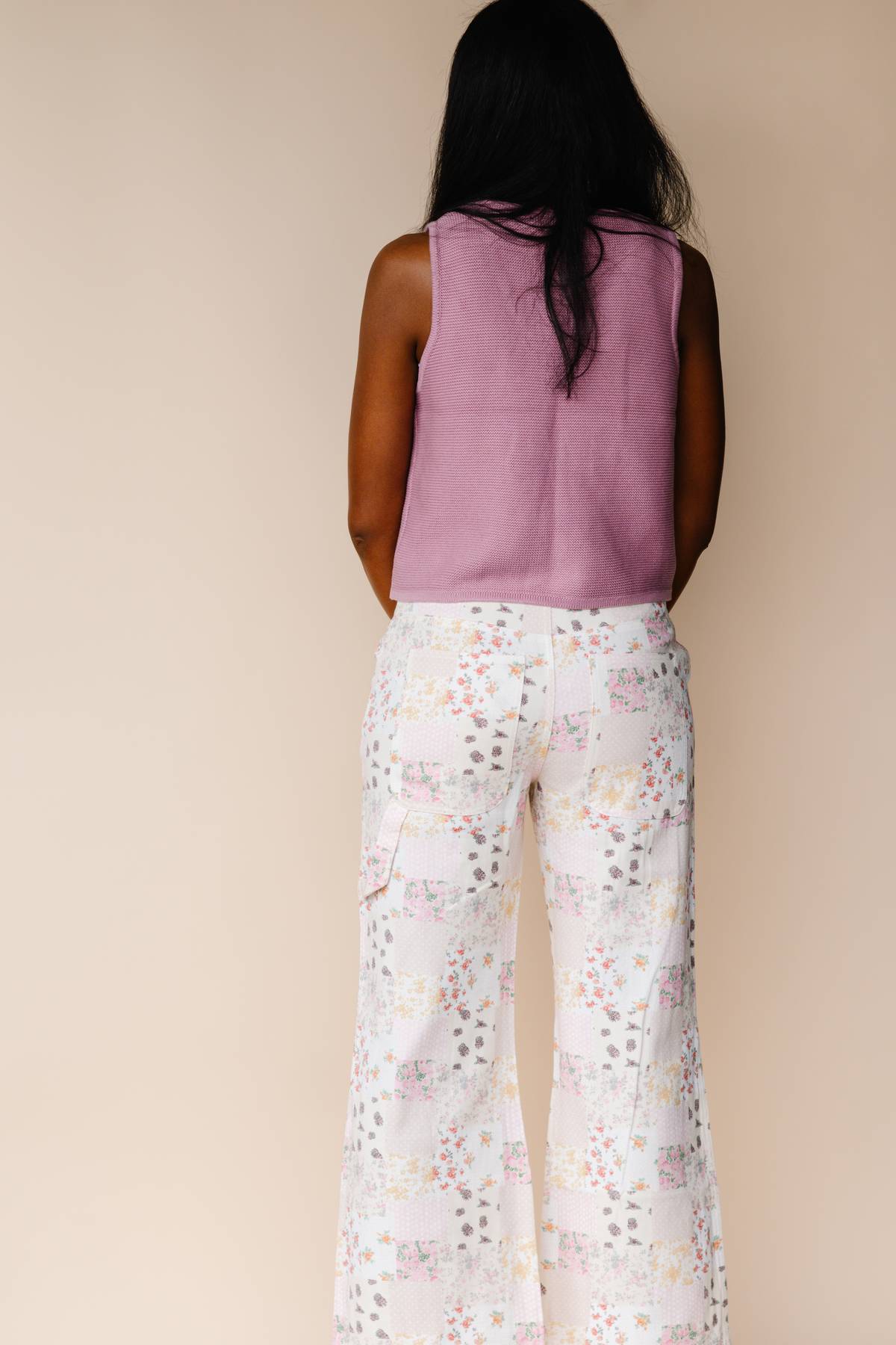 Vintage Floral Patchwork Wide Leg Pants