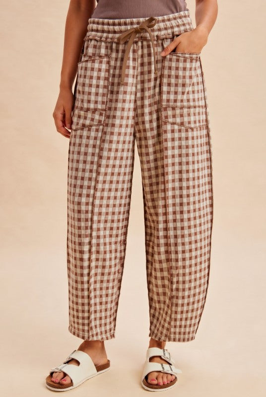 Checkered Barrel Pants