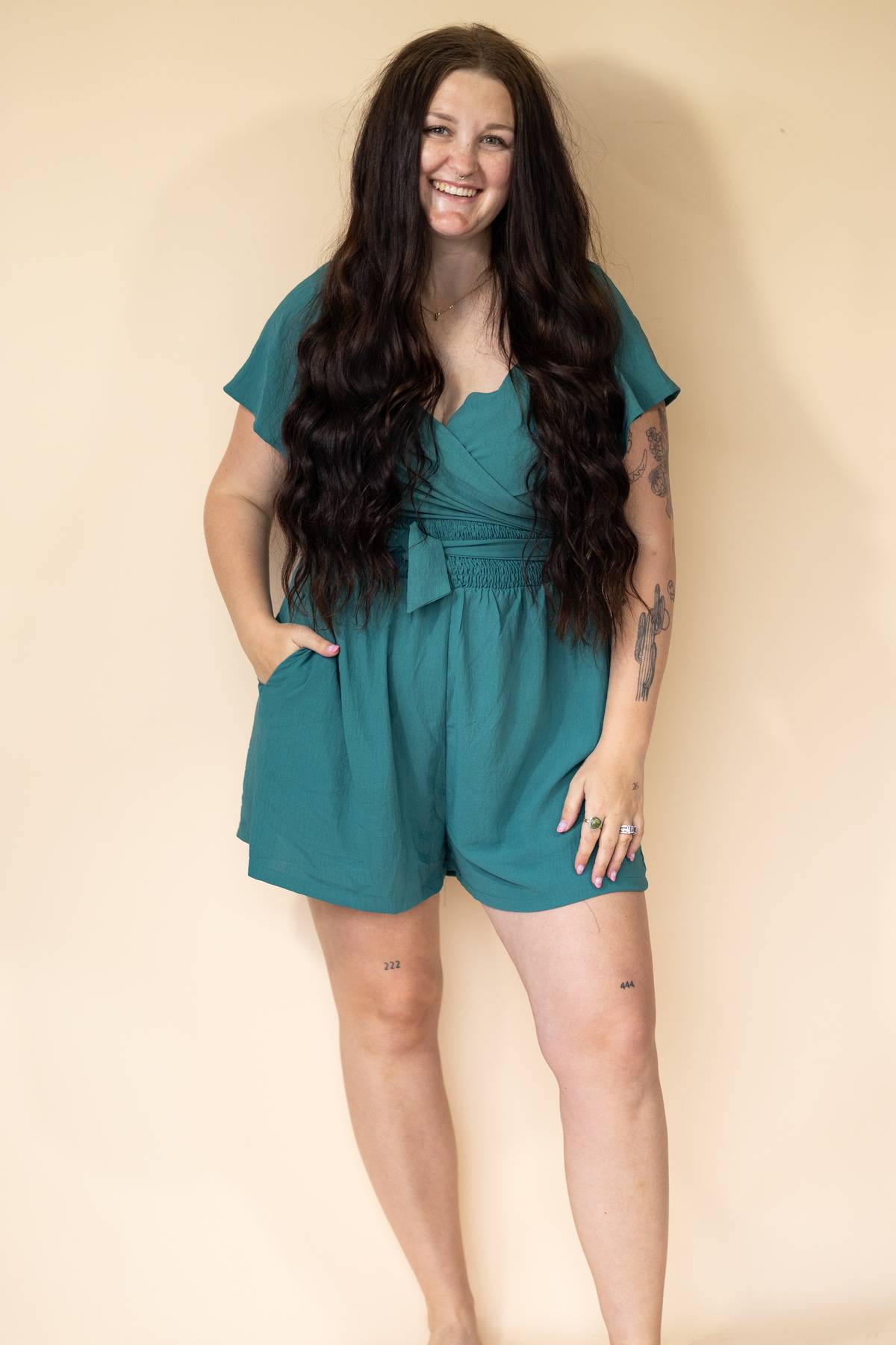 Teal Tie Reversible Romper