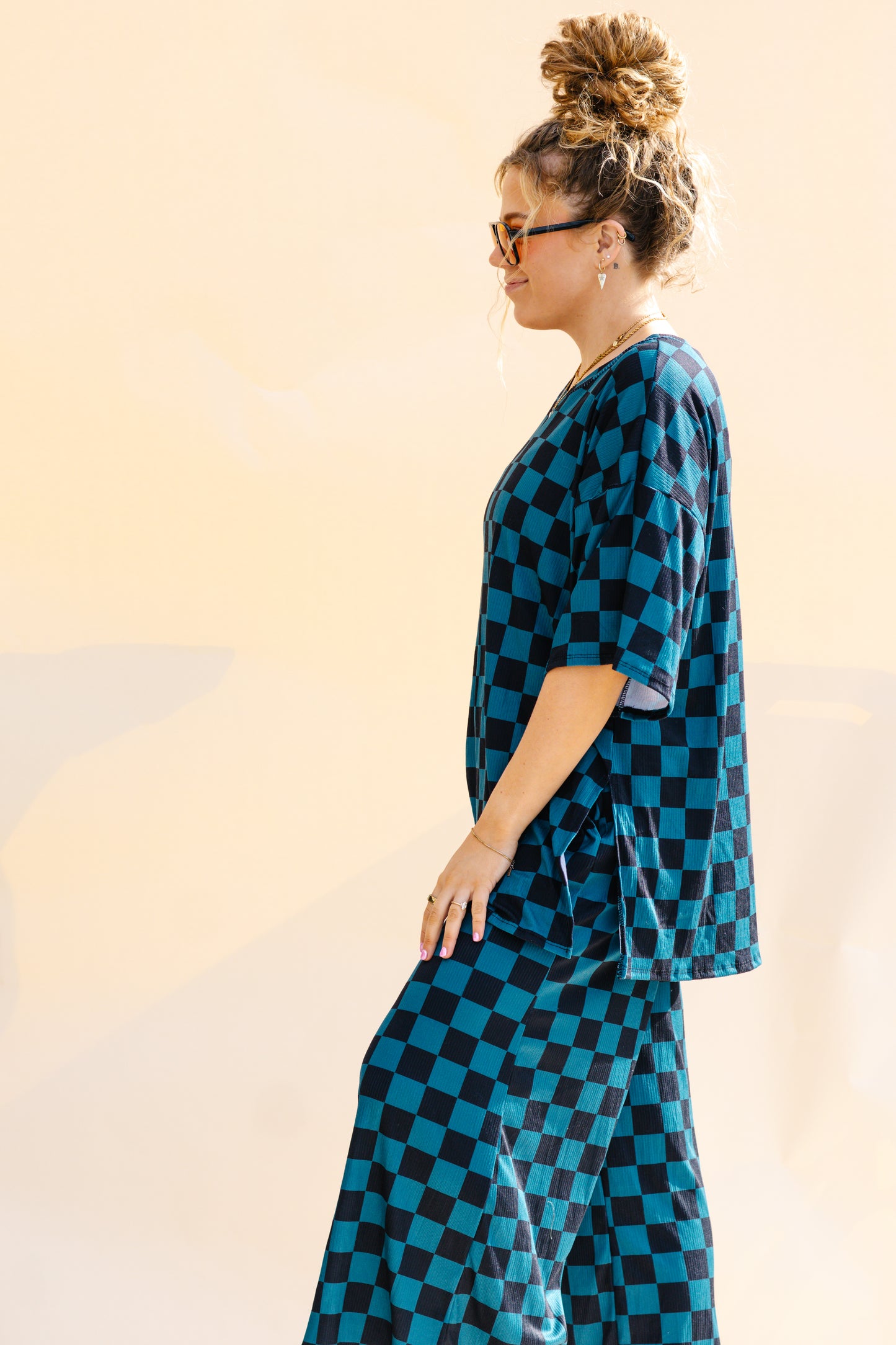 Teal And Black Checkered Set