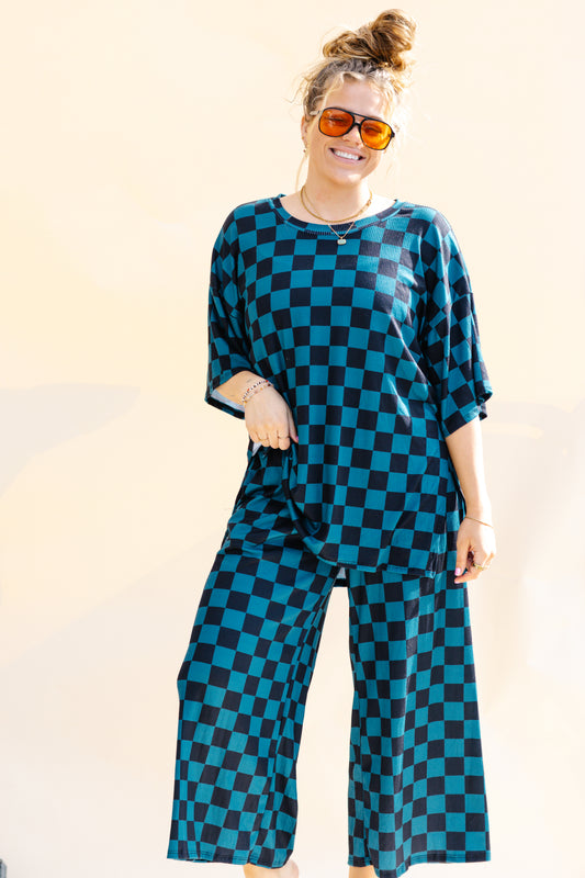 Teal And Black Checkered Set