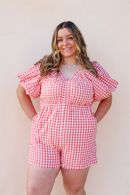 Red Gingham Romper