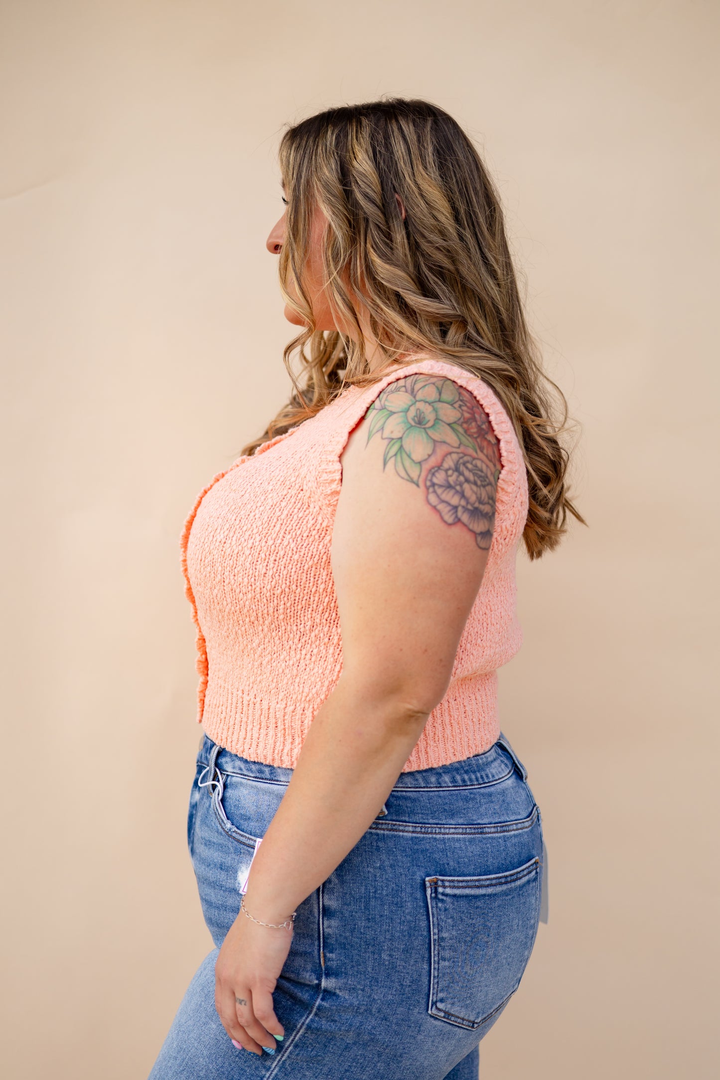Scalloped Edge Button Vest Top