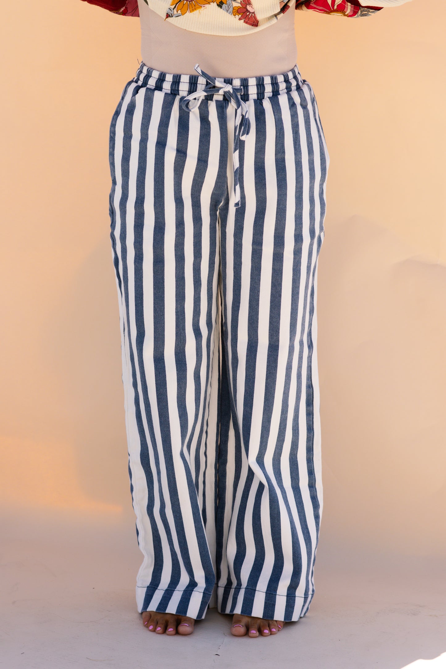 Denim Striped Pants