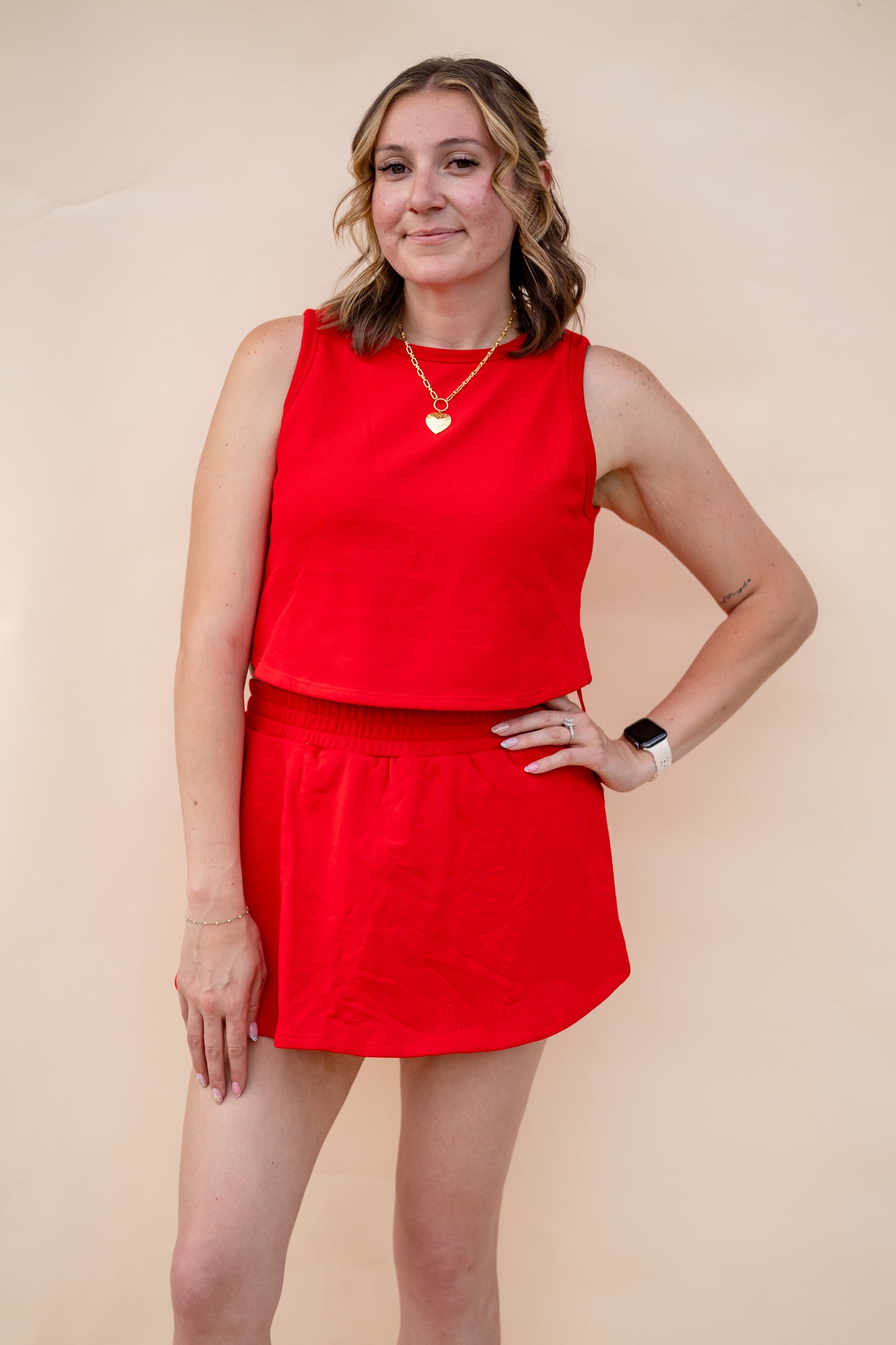 Red Skort Set