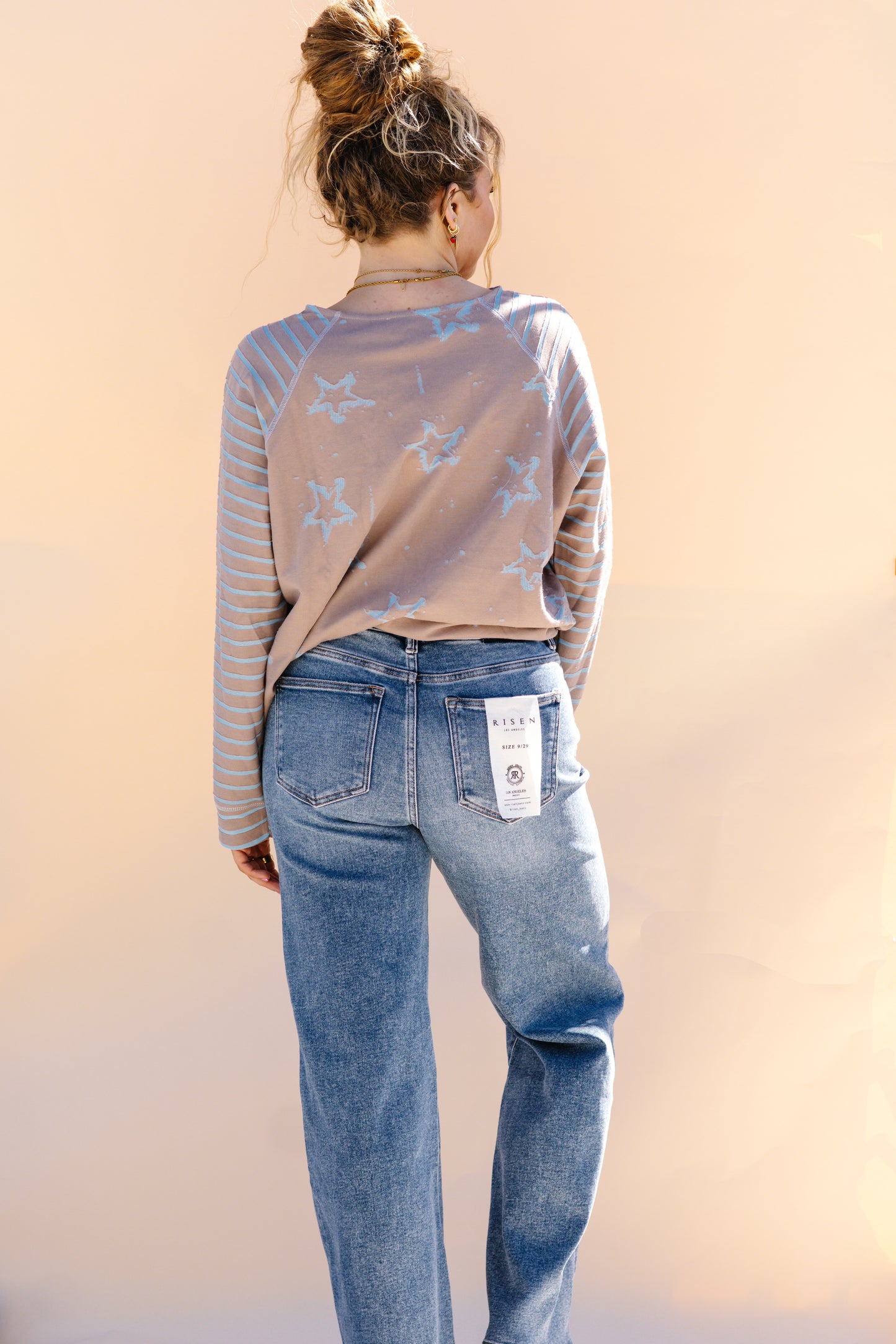 Brown And Blue Striped Star Top