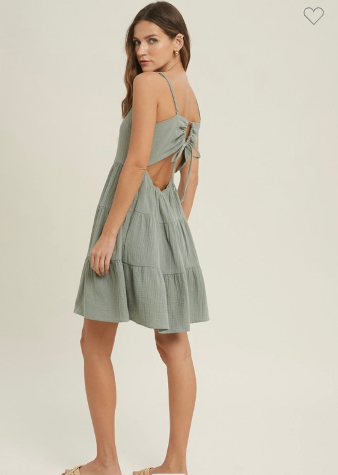 Sage Tiered Dress With Open Back